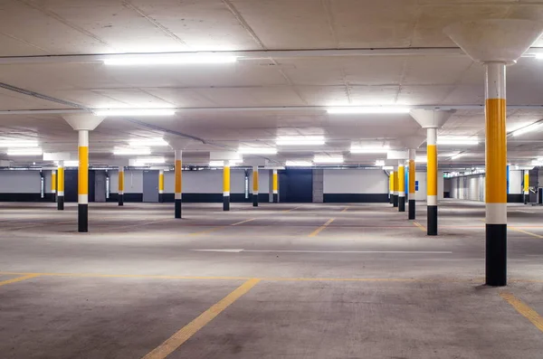 Under ground empty, illuminated car park floor 2