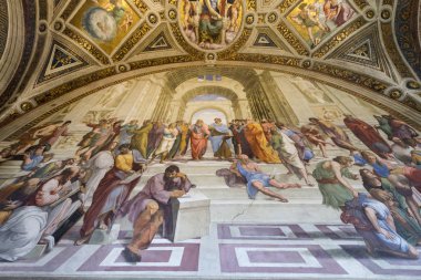 Fresk School of Athens Vatikan müzesine Raphael Sancio tarafından.