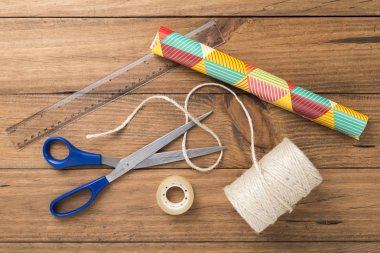 Malzeme ahşap Komiteler arka plan üzerinde kaydırma Hediyelik.