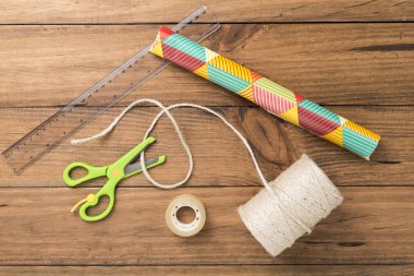 Malzeme ahşap Komiteler arka plan üzerinde kaydırma Hediyelik.