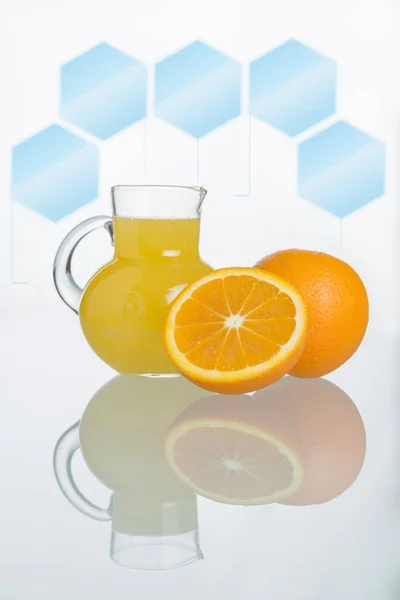 Gesundes Leben Stillleben Mit Orangen Und Orangensaft — Stockfoto