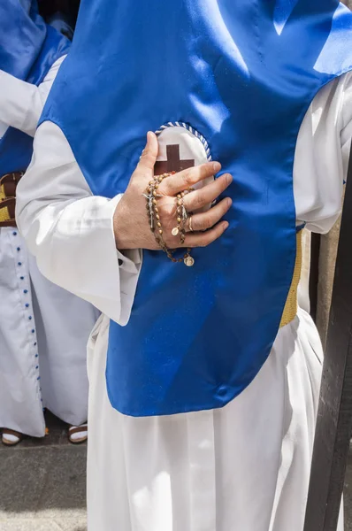 Detail Penitent Brotherhood Hiniesta Rosary Your Hand — Stock Photo, Image