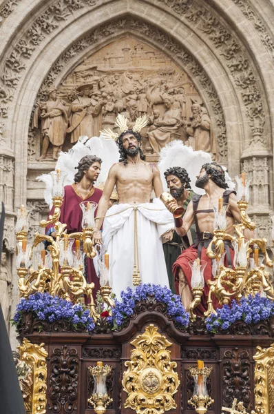 Color Photography Processional Exit Float Christ Brotherhood Jess Despojado Cathedral — Stock Photo, Image