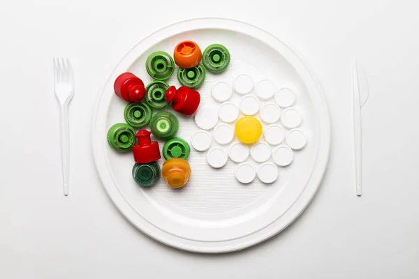 プラスチック製のキャップの食品. — ストック写真