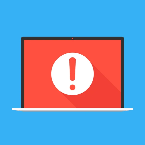 Notifica Laptop Con Icona Del Punto Esclamativo Sullo Schermo Messaggio — Vettoriale Stock