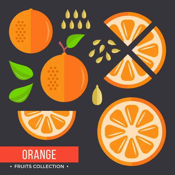 オレンジ色を設定します モダンなフラット アイコン ベクトル図 — ストックベクタ