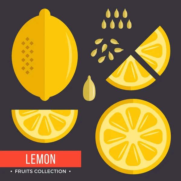 Лимонний Набір Жовтий Лимон Сучасні Плоскі Піктограми Векторні Ілюстрації Ліцензійні Стокові Ілюстрації