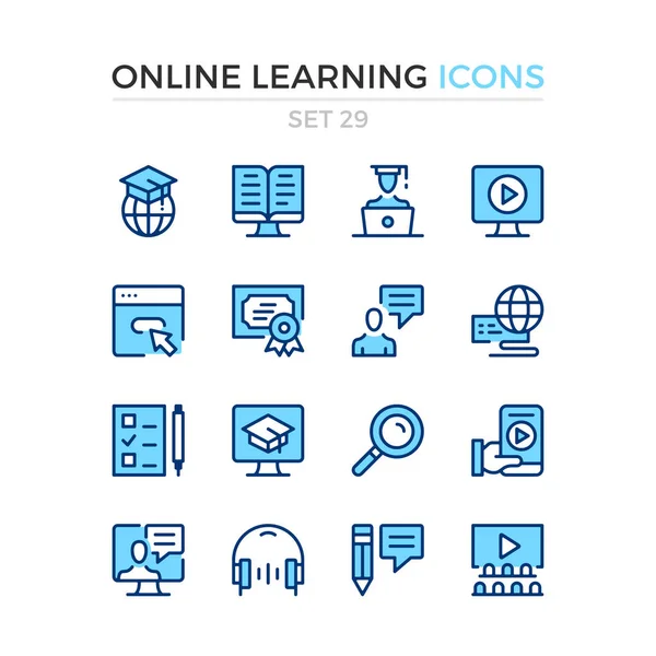 Online Tanulás Ikonok Vektor Line Ikonok Beállítása Prémium Minőségű Egyszerű — Stock Vector