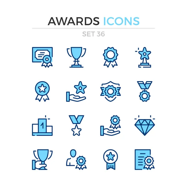 Awards Icons Vector Line Icons Set Premium Quality Simple Thin — Stock Vector