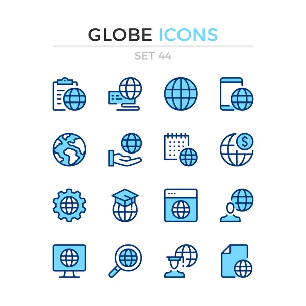 Globe Ikony Vektorové Čáry Ikony Nastavit Prémiová Kvalita Jednoduché Tenké — Stockový vektor