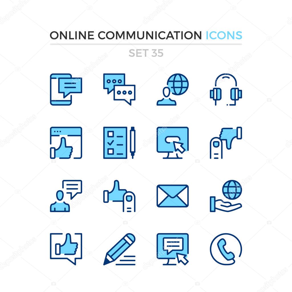 Online communication icons. Vector line icons set. Premium quality. Simple thin line design. Modern outline symbols, pictograms.