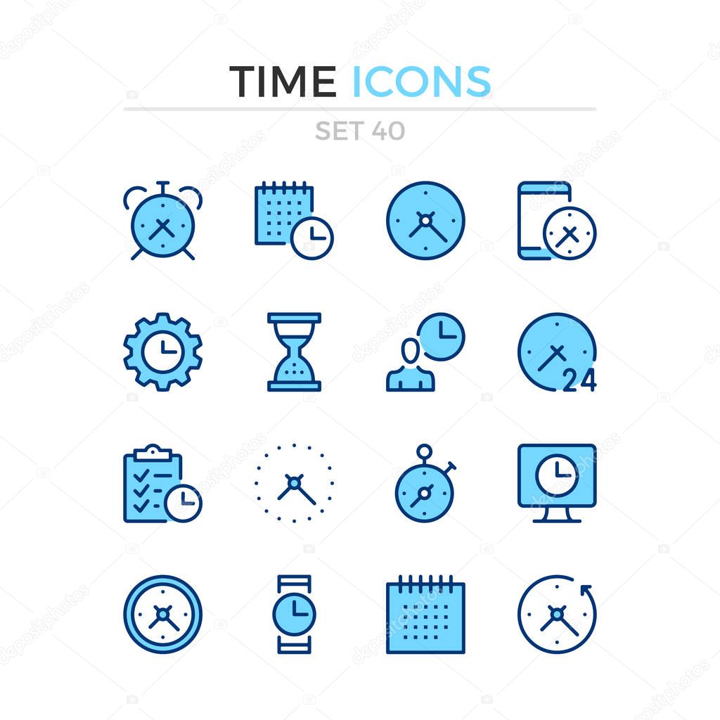 Time icons. Vector line icons set. Premium quality. Simple thin line design. Modern outline symbols, pictograms.
