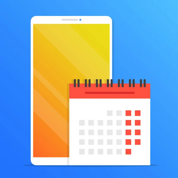 Smartphone Calendario Teléfono Móvil Blanco Programar Planificación Recordatorio Conceptos Aplicaciones — Archivo Imágenes Vectoriales