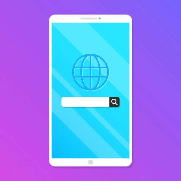 Мобільний Пошук Веб Сайт Пошуку Екрані Смартфона Сучасні Векторні Ілюстрації Ліцензійні Стокові Вектори