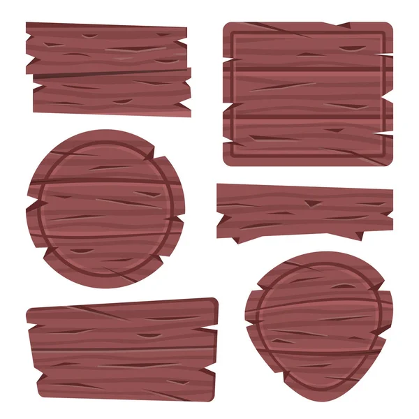 木制标牌板 木板板设置 矢量插图 — 图库矢量图片