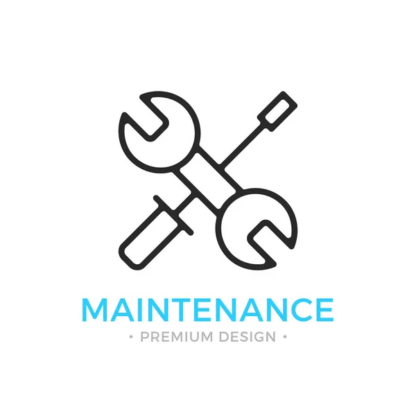 Maintenance Icon Wrench Screwdriver Vector Thin Line Icon — Stock Vector