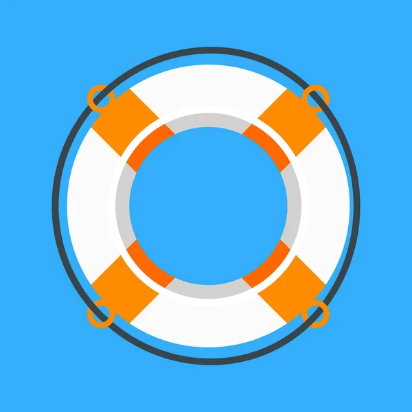 Lifebuoy White Orange Life Buoy Life Preserver Isolated Blue Background — Stock Vector