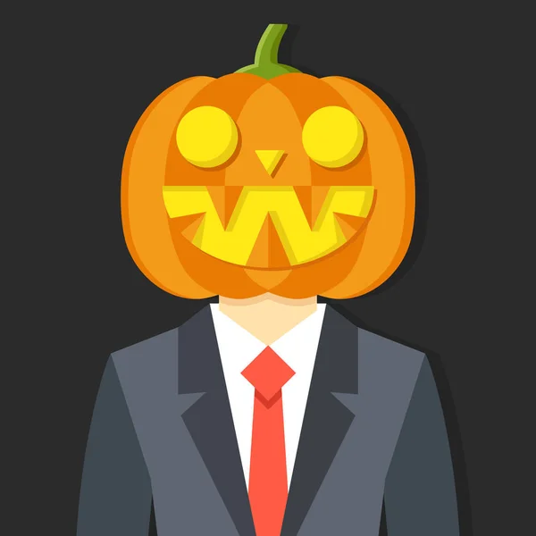 Mannen Kostym Med Pumpa Huvudet Halloween Konceptet Vektorillustration — Stock vektor
