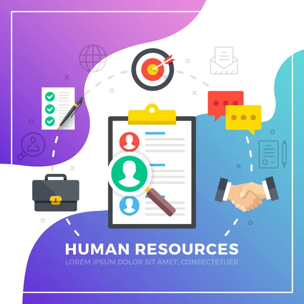 Recursos Humanos Elementos Gráficos Diseño Plano Ilustración Vectorial Moderna — Vector de stock