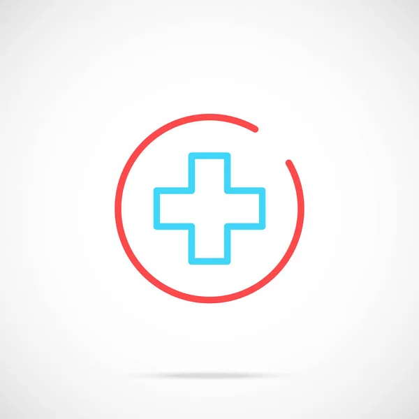 Icono Médico Cruzado Medicina Logotipo Salud Diseño Línea Delgada Icono — Archivo Imágenes Vectoriales
