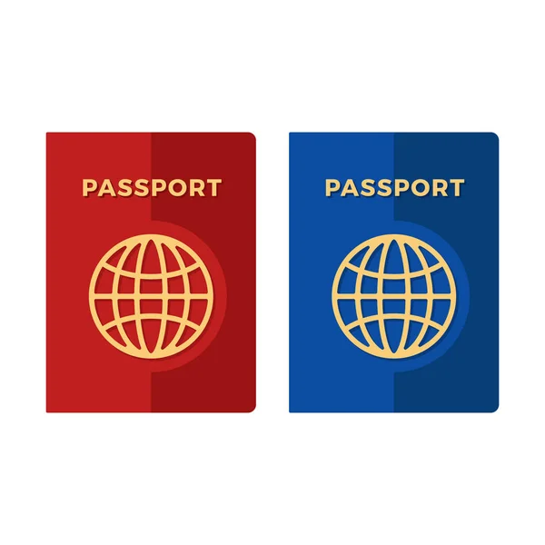 Pasaportes Pasaporte Rojo Azul Diseño Plano Moderno Ilustración Vectorial — Archivo Imágenes Vectoriales