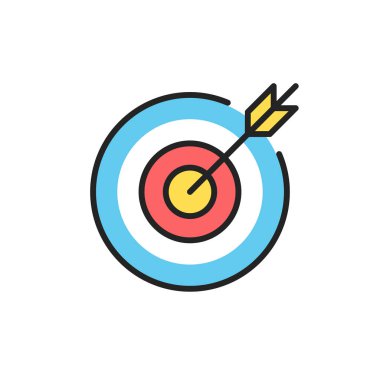 Vektör hedef simgesini. Amaç, iş fikri, misyon, turnayı gözünden kavramları. Hedef ve ok. Premium kalite grafik tasarım öğesi. Modern işareti, doğrusal anahat simgesi. Basit ince satırı simgesi