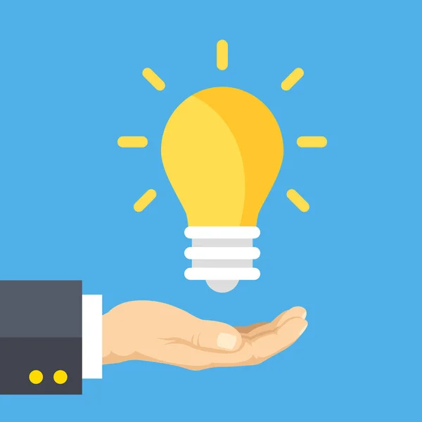 Χέρι Εκμετάλλευση Lightbulb Ανθρώπινο Χέρι Και Λάμπα Φωτός Επιχειρηματική Λύση — Διανυσματικό Αρχείο