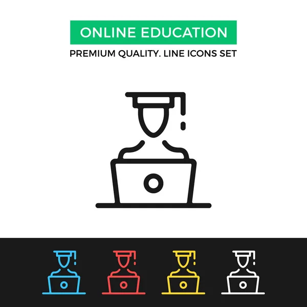 Icona Educazione Online Vettoriale Concetto Learning Design Grafico Qualità Premium — Vettoriale Stock