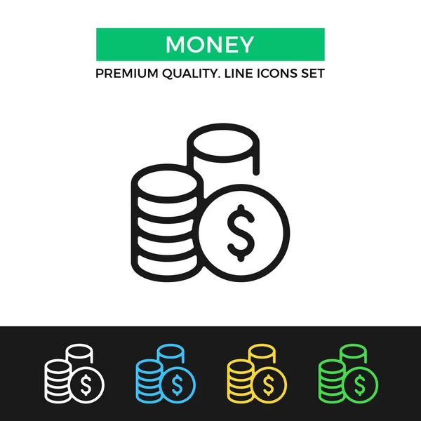 Icono Dinero Vectorial Montón Monedas Montón Monedas Diseño Gráfico Primera — Vector de stock