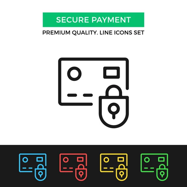 Vector Säker Betalning Ikonen Kreditkort Och Lås Premium Kvalitet Grafisk — Stock vektor