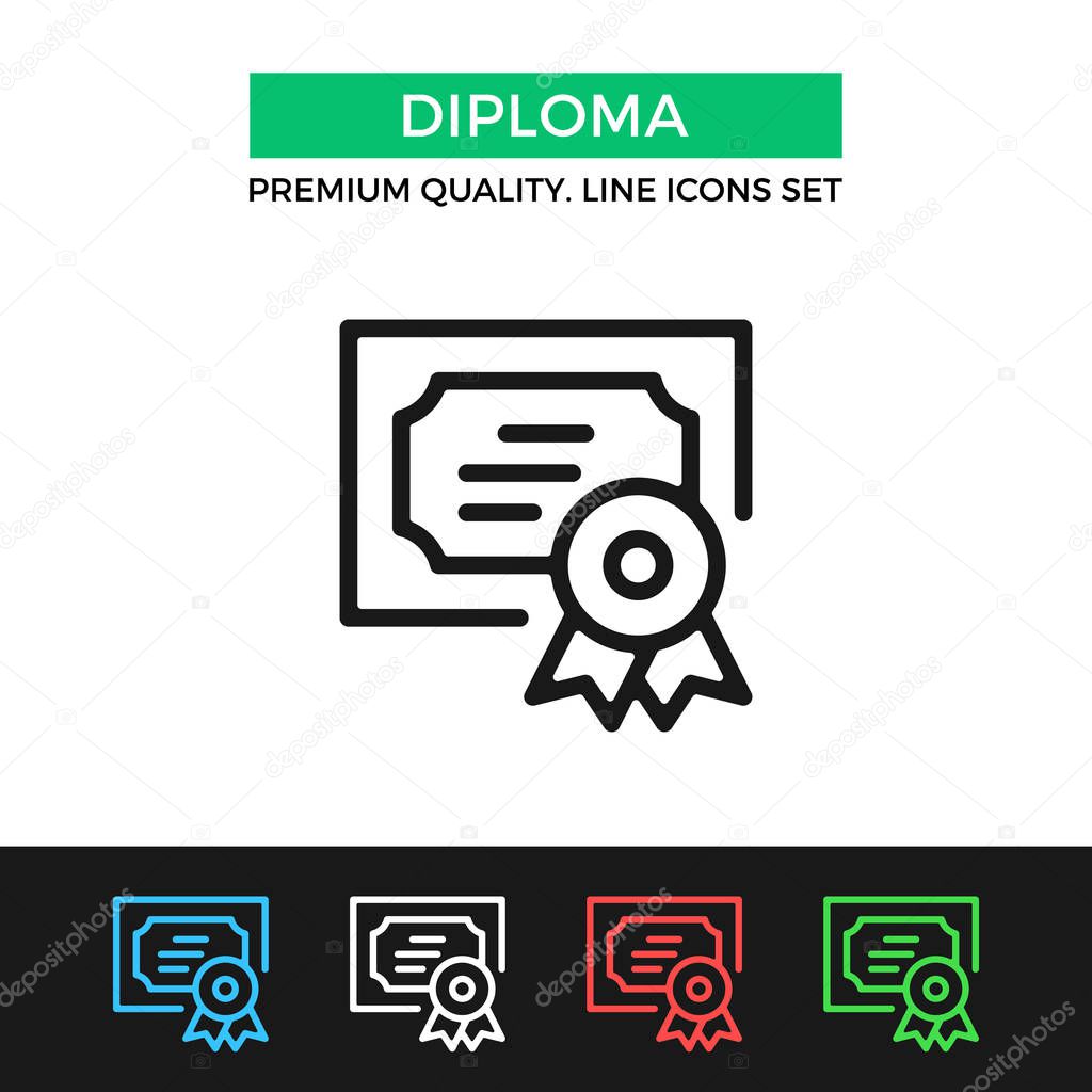 Vector diploma icon. Certificate concepts. Premium quality graphic design. Modern signs, outline symbols collection, simple thin line icons set