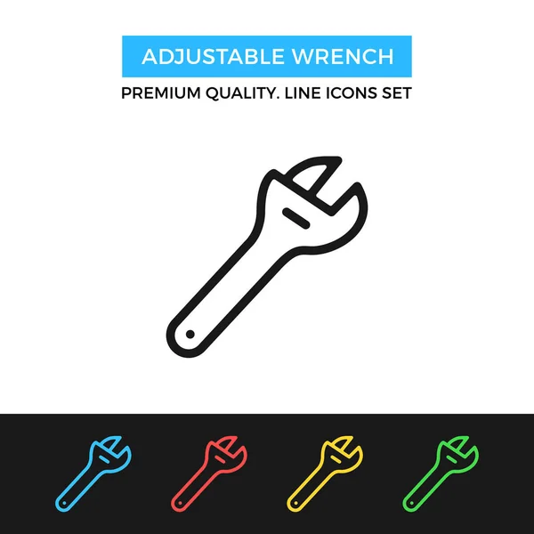 Vector Adjustable Wrench Icon Premium Quality Graphic Design Modern Signs — Stock Vector