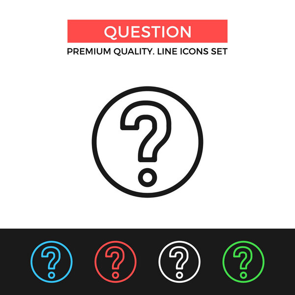 Vector question icon. Round question mark glyph. Premium quality graphic design. Modern signs, outline symbols collection, simple thin line icons set