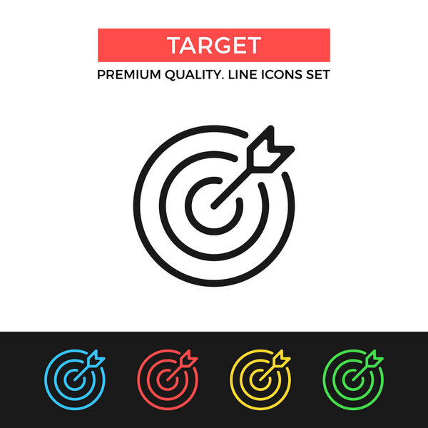 Vector target icon. Target and arrow. Premium quality graphic design. Modern signs, outline symbols collection, simple thin line icons set