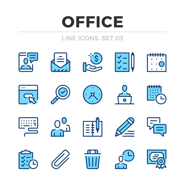 Office 工作矢量行图标集 细线设计 轮廓图形元素 简单的笔画符号 办公室工作图标 — 图库矢量图片