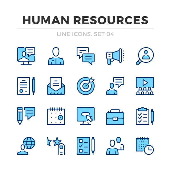 人力资源矢量行图标集 细线设计 轮廓图形元素 简单的笔画符号 人力资源图标 — 图库矢量图片