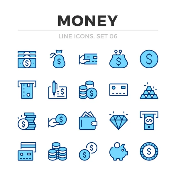 货币矢量行图标集 细线设计 轮廓图形元素 简单的笔画符号 货币图标 — 图库矢量图片