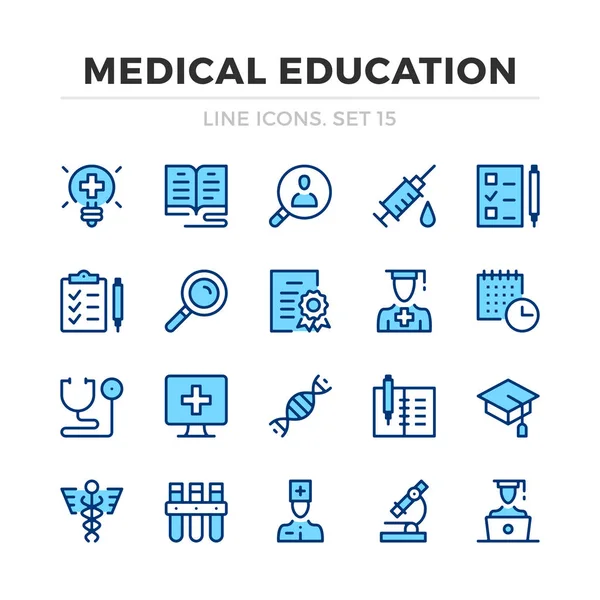 Ensemble Icônes Vectorielles Éducation Médicale Conception Ligne Mince Eléments Graphiques — Image vectorielle