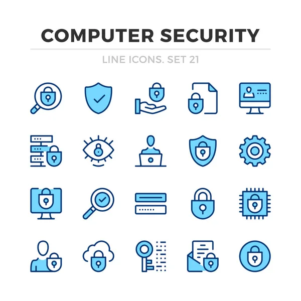 Conjunto Iconos Línea Vectorial Seguridad Informática Diseño Línea Delgada Elementos — Vector de stock