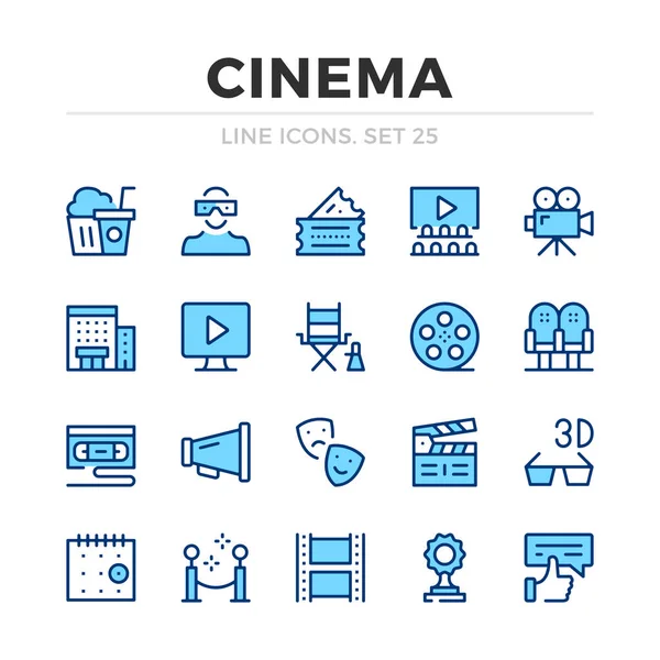Cinema Conjunto Ícones Linha Vetorial Design Linha Fina Delinear Elementos —  Vetores de Stock