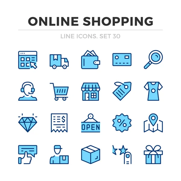 Online Shopping Vector Line Icons Set Thin Line Design Modern — Stock Vector