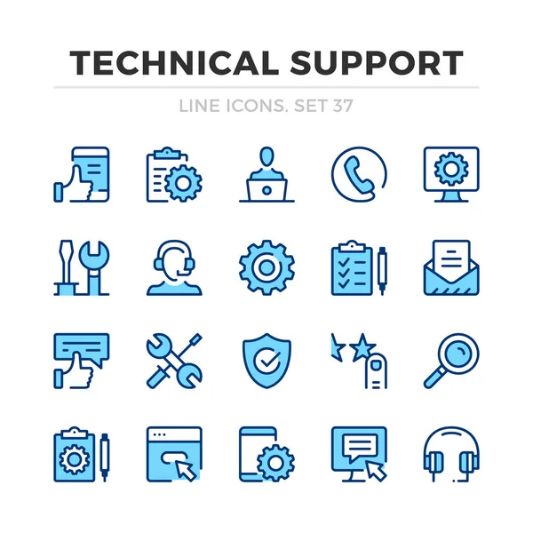 Suporte Técnico Conjunto Ícones Linha Vetorial Design Linha Fina Delinear — Vetor de Stock