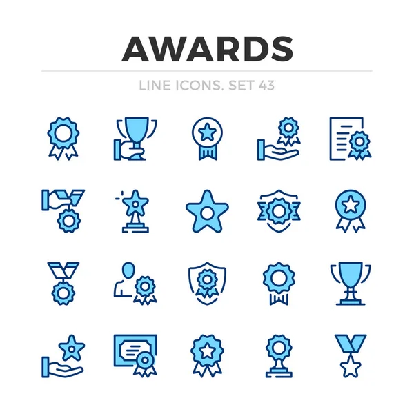 Awards Vector Line Icons Set Thin Line Design Modern Outline — Stock Vector