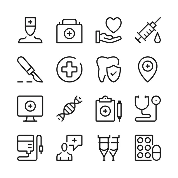 Conjunto Iconos Línea Atención Médica Conceptos Diseño Gráfico Moderno Colección — Vector de stock