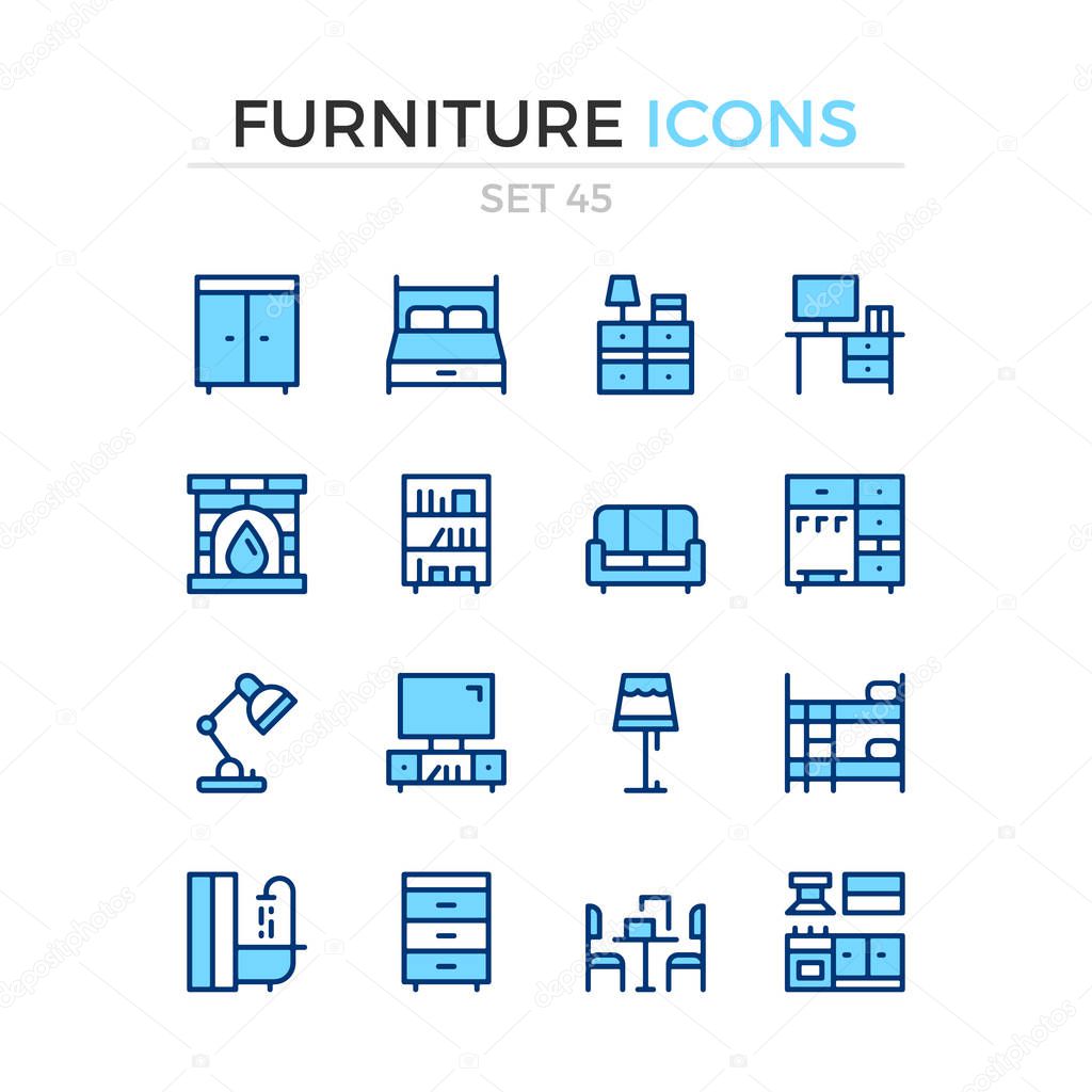 Furniture icons. Vector line icons set. Premium quality. Simple thin line design. Modern outline symbols, pictograms.