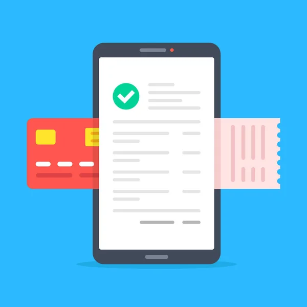 Pedido Móvel Pagamento Smartphone Com Ordem Tela Cartão Crédito Recibo —  Vetores de Stock