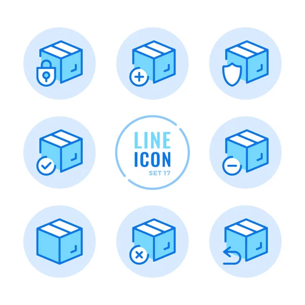 Box Vector Line Icons Set Package Parcel Isometric Boxes Outline — Stock Vector