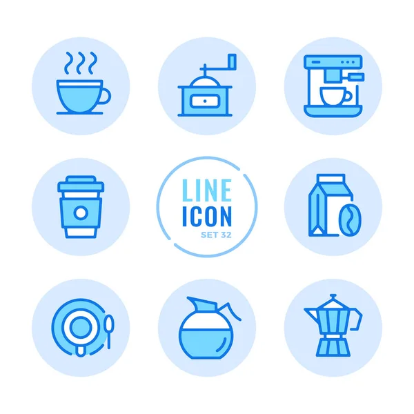 Conjunto Iconos Línea Vectorial Café Taza Café Café Tienda Frijoles — Archivo Imágenes Vectoriales