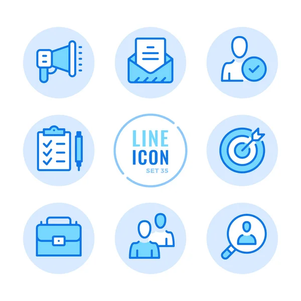 Human Resources Vector Line Icons Set Employment Team Management Hire — Stock Vector
