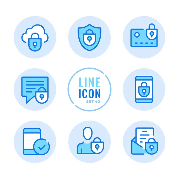 Conjunto Iconos Línea Vectorial Seguridad Móvil Protección Del Teléfono Móvil — Vector de stock